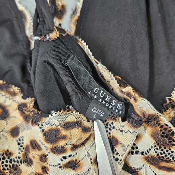 Vintage Guess Halter Top Animal Print Womens Sz Large Y2K Festival Goth Preppy - Picture 6 of 15
